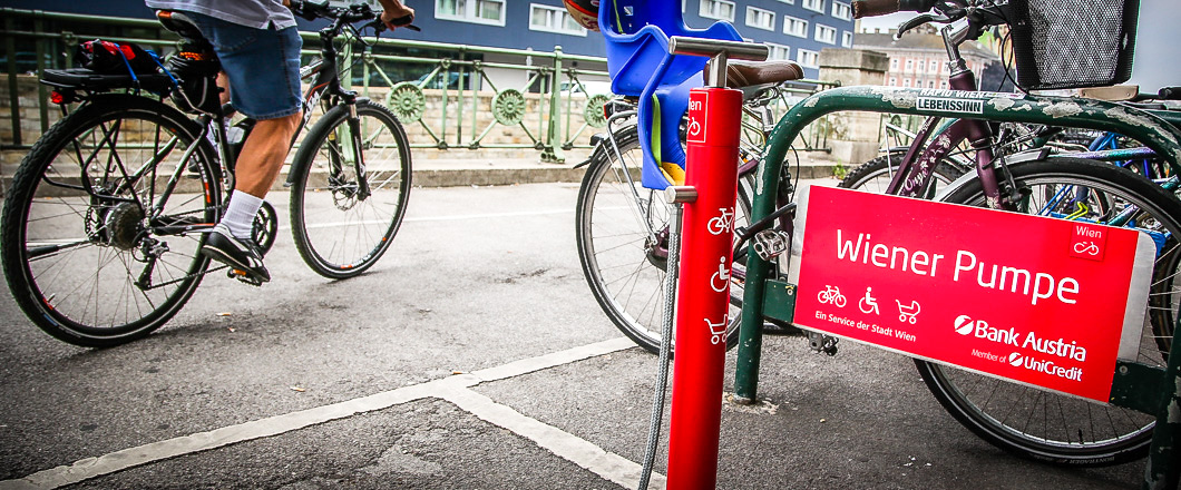 Pump es auf, dein Fahrrad - Luftpumpe * Radfahren in Wien