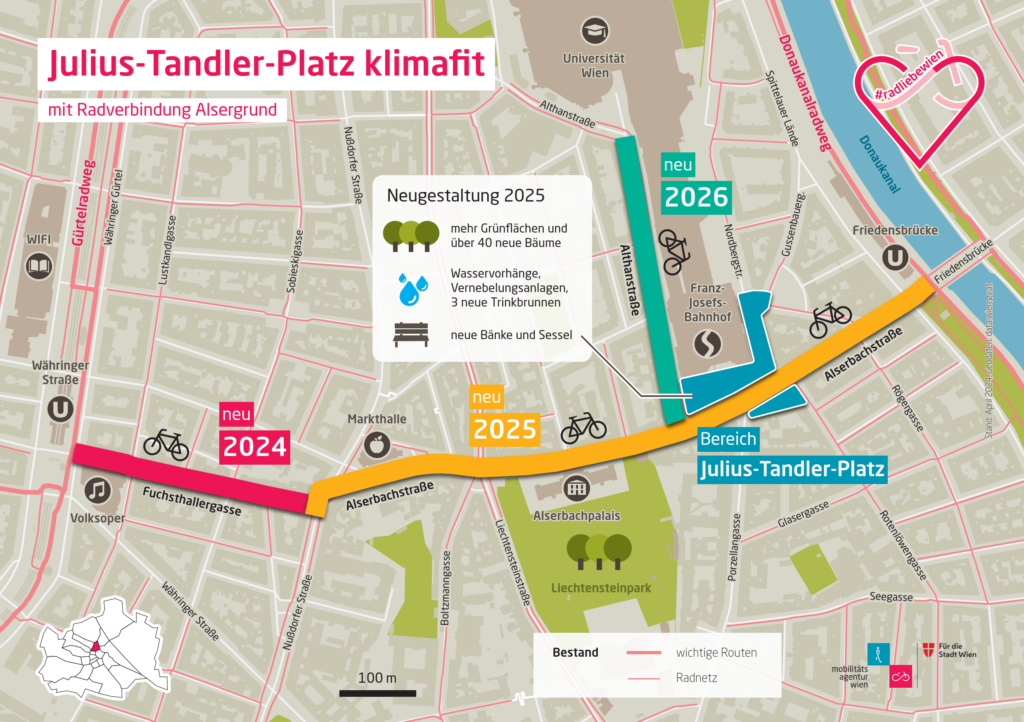 Kartengrafik zur Baustelle Alserbachstraße/Julius-Tandler-Platz